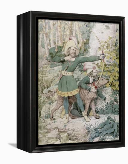 Sketch of Robin Hood, 1852 (W/C over Graphite on Paper)-Richard Dadd-Framed Premier Image Canvas