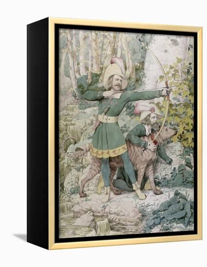 Sketch of Robin Hood, 1852 (W/C over Graphite on Paper)-Richard Dadd-Framed Premier Image Canvas