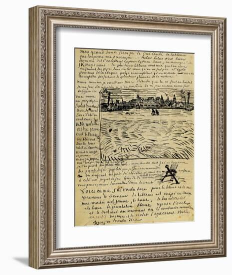 Sketch of Summer Evening in Arles in a Letter to Emile Bernard-Vincent van Gogh-Framed Giclee Print