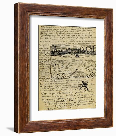 Sketch of Summer Evening in Arles in a Letter to Emile Bernard-Vincent van Gogh-Framed Giclee Print