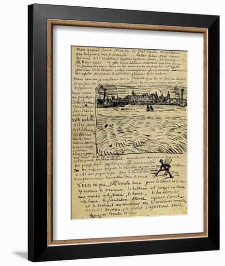 Sketch of Summer Evening in Arles in a Letter to Emile Bernard-Vincent van Gogh-Framed Giclee Print