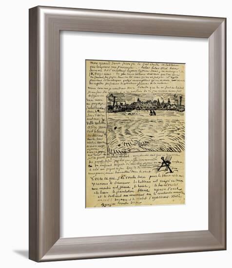 Sketch of Summer Evening in Arles in a Letter to Emile Bernard-Vincent van Gogh-Framed Giclee Print