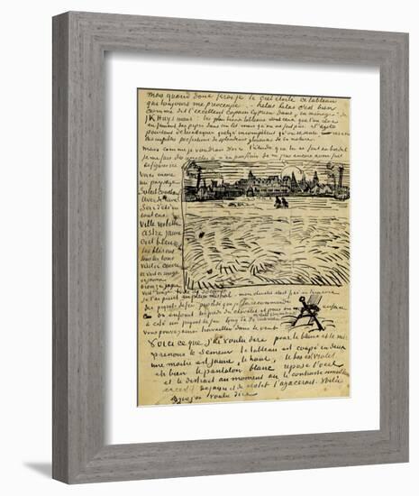 Sketch of Summer Evening in Arles in a Letter to Emile Bernard-Vincent van Gogh-Framed Giclee Print