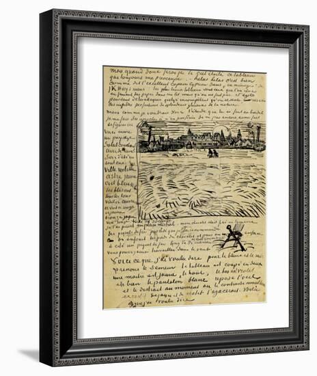 Sketch of Summer Evening in Arles in a Letter to Emile Bernard-Vincent van Gogh-Framed Giclee Print