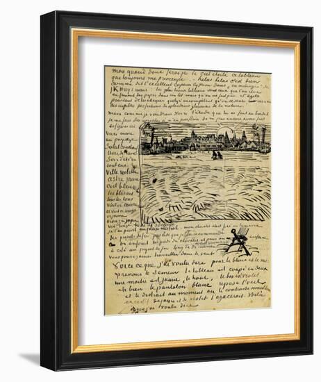 Sketch of Summer Evening in Arles in a Letter to Emile Bernard-Vincent van Gogh-Framed Giclee Print