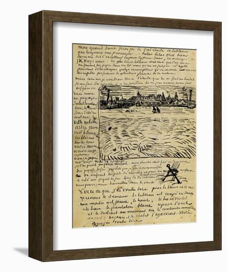 Sketch of Summer Evening in Arles in a Letter to Emile Bernard-Vincent van Gogh-Framed Giclee Print