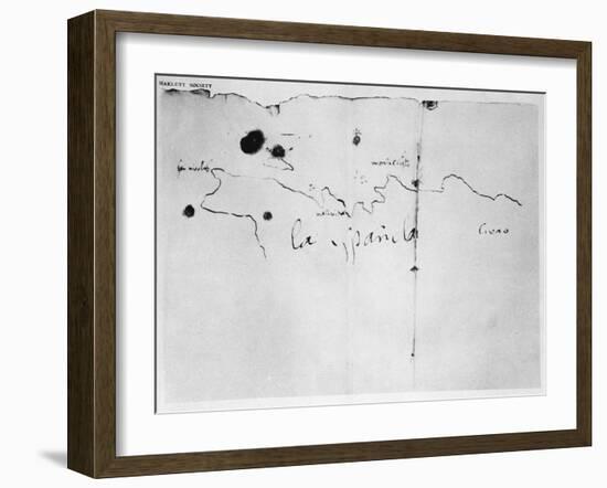 Sketch of the Coast of Espanola, drawn by Columbus on the first voyage, 1492-Christopher Columbus-Framed Giclee Print