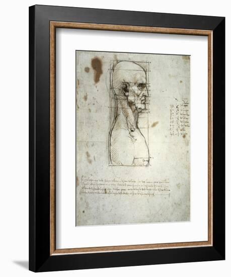 Sketch of the Head Proportions Base on Vitruvius-Leonardo da Vinci-Framed Art Print