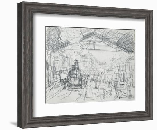 Sketch of the Interior of the Gare Saint-Lazare (Pencil on Paper)-Claude Monet-Framed Giclee Print