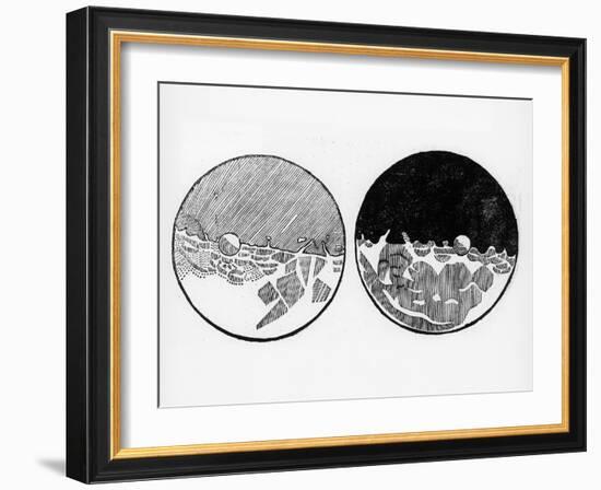 Sketch of the Moon by Galileo Galilei, C1635-Galileo Galilei-Framed Premium Giclee Print