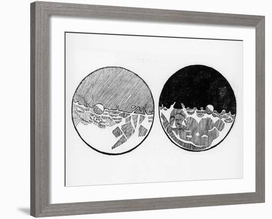 Sketch of the Moon by Galileo Galilei, C1635-Galileo Galilei-Framed Giclee Print