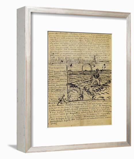 Sketch of the Sower in a Letter to Emile Bernard-Vincent van Gogh-Framed Giclee Print