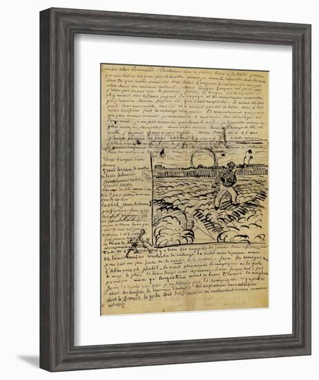 Sketch of the Sower in a Letter to Emile Bernard-Vincent van Gogh-Framed Giclee Print