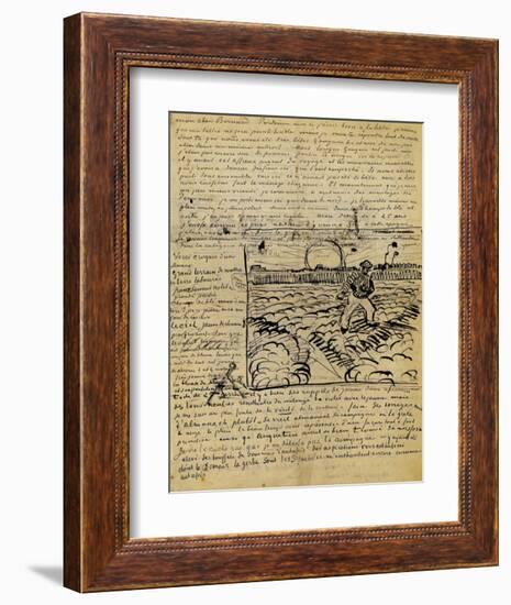 Sketch of the Sower in a Letter to Emile Bernard-Vincent van Gogh-Framed Giclee Print