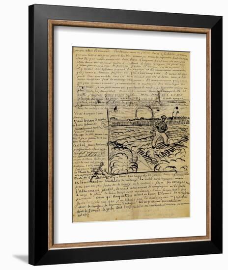 Sketch of the Sower in a Letter to Emile Bernard-Vincent van Gogh-Framed Giclee Print