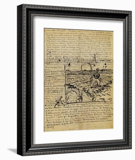 Sketch of the Sower in a Letter to Emile Bernard-Vincent van Gogh-Framed Giclee Print