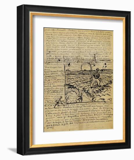 Sketch of the Sower in a Letter to Emile Bernard-Vincent van Gogh-Framed Giclee Print