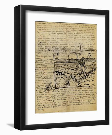 Sketch of the Sower in a Letter to Emile Bernard-Vincent van Gogh-Framed Giclee Print