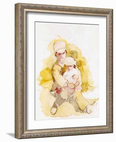 Sketch of Two Children, C.1852-Richard Redgrave-Framed Giclee Print