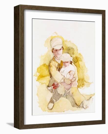 Sketch of Two Children, C.1852-Richard Redgrave-Framed Giclee Print