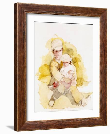 Sketch of Two Children, C.1852-Richard Redgrave-Framed Giclee Print