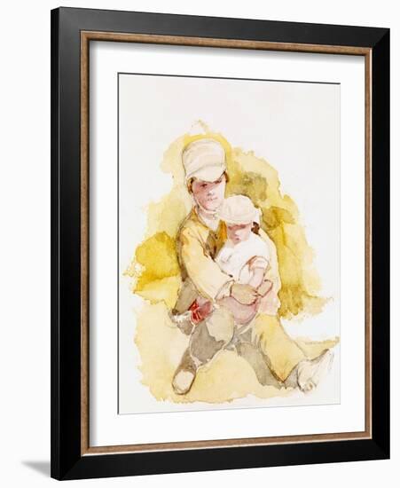 Sketch of Two Children, C.1852-Richard Redgrave-Framed Giclee Print