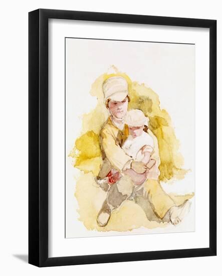 Sketch of Two Children, C.1852-Richard Redgrave-Framed Giclee Print