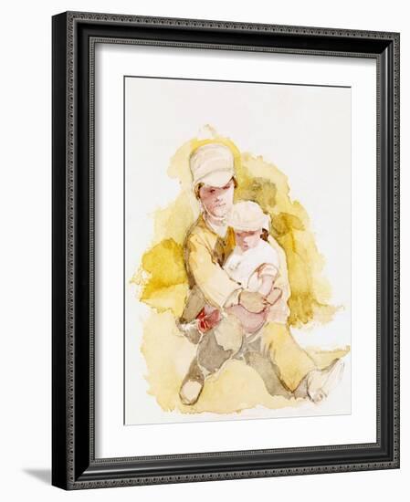 Sketch of Two Children, C.1852-Richard Redgrave-Framed Giclee Print