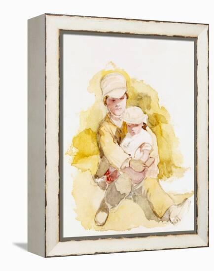 Sketch of Two Children, C.1852-Richard Redgrave-Framed Premier Image Canvas