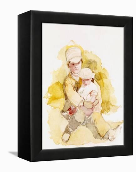 Sketch of Two Children, C.1852-Richard Redgrave-Framed Premier Image Canvas