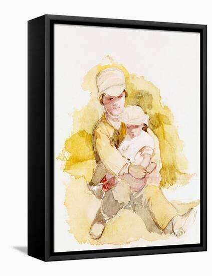 Sketch of Two Children, C.1852-Richard Redgrave-Framed Premier Image Canvas