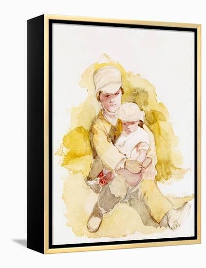 Sketch of Two Children, C.1852-Richard Redgrave-Framed Premier Image Canvas