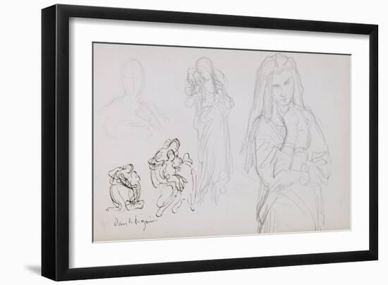 Sketchbook: a Study of Women and Women with Children-William Adolphe Bouguereau-Framed Giclee Print