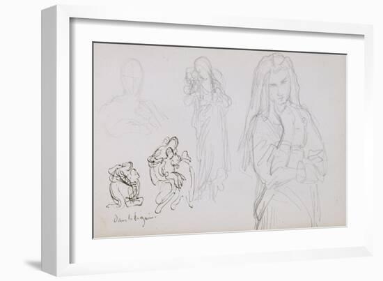 Sketchbook: a Study of Women and Women with Children-William Adolphe Bouguereau-Framed Giclee Print