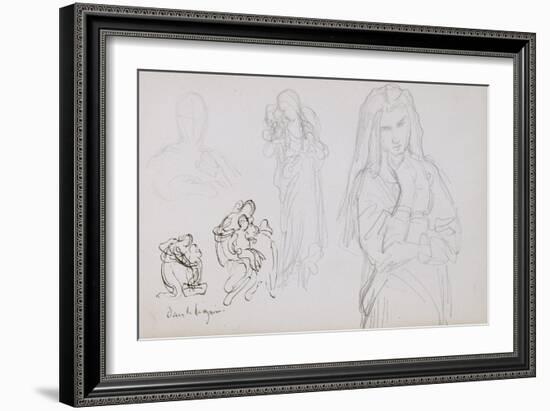 Sketchbook: a Study of Women and Women with Children-William Adolphe Bouguereau-Framed Giclee Print