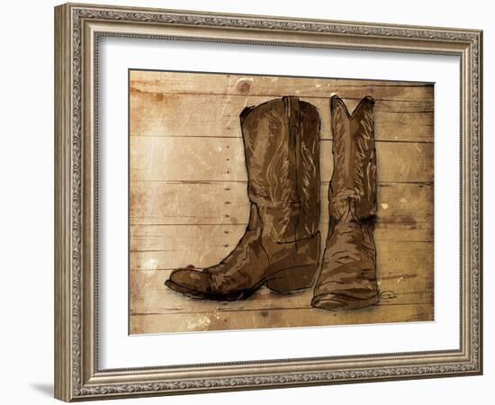 Sketched Boots-OnRei-Framed Art Print