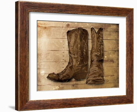 Sketched Boots-OnRei-Framed Art Print