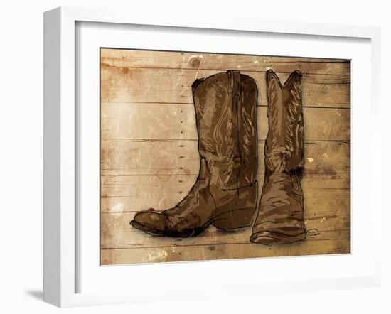 Sketched Boots-OnRei-Framed Art Print