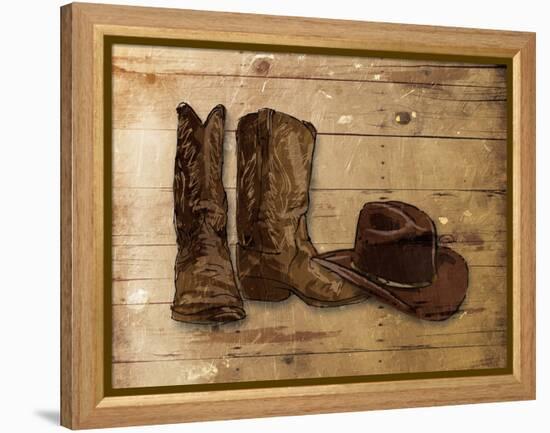 Sketched Hat And Boots-OnRei-Framed Stretched Canvas