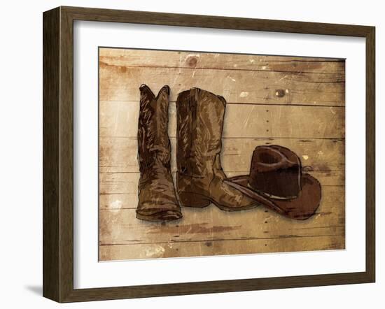 Sketched Hat And Boots-OnRei-Framed Art Print