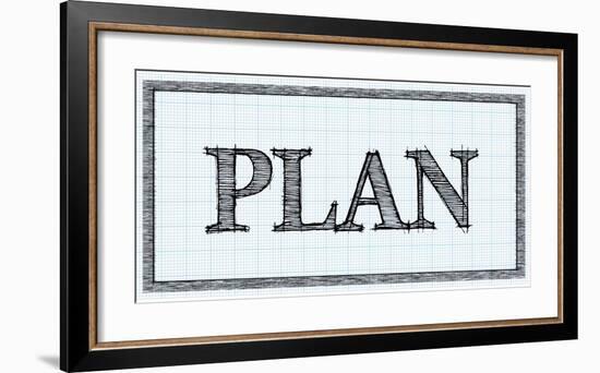 Sketched Words - Plan-BG^Studio-Framed Art Print