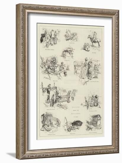 Sketches Among the Hop-Pickers in Kent-Frederick Henry Townsend-Framed Giclee Print