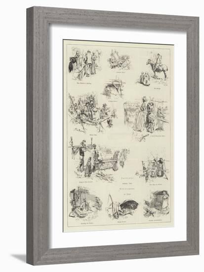 Sketches Among the Hop-Pickers in Kent-Frederick Henry Townsend-Framed Giclee Print