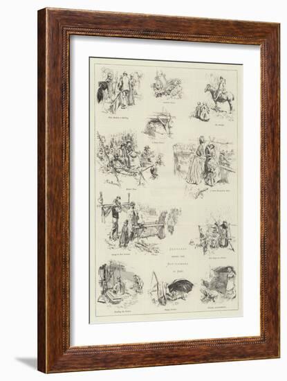 Sketches Among the Hop-Pickers in Kent-Frederick Henry Townsend-Framed Giclee Print