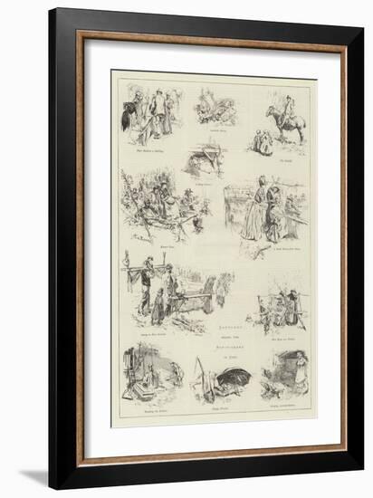 Sketches Among the Hop-Pickers in Kent-Frederick Henry Townsend-Framed Giclee Print