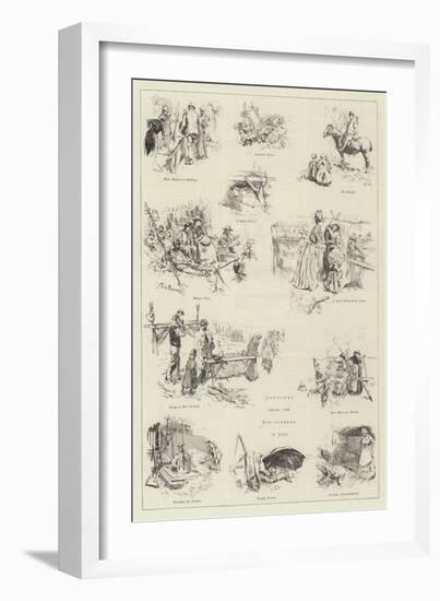 Sketches Among the Hop-Pickers in Kent-Frederick Henry Townsend-Framed Giclee Print