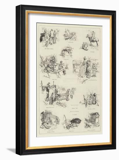 Sketches Among the Hop-Pickers in Kent-Frederick Henry Townsend-Framed Giclee Print