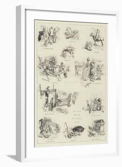 Sketches Among the Hop-Pickers in Kent-Frederick Henry Townsend-Framed Giclee Print