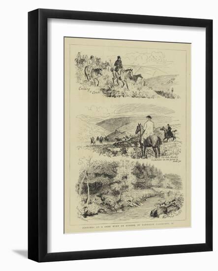 Sketches at a Deer Hunt on Exmoor-Randolph Caldecott-Framed Giclee Print