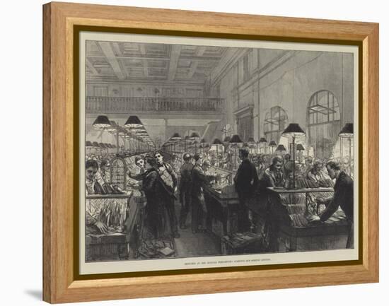 Sketches at the General Post-Office, Stamping and Sorting Letters-Charles Robinson-Framed Premier Image Canvas